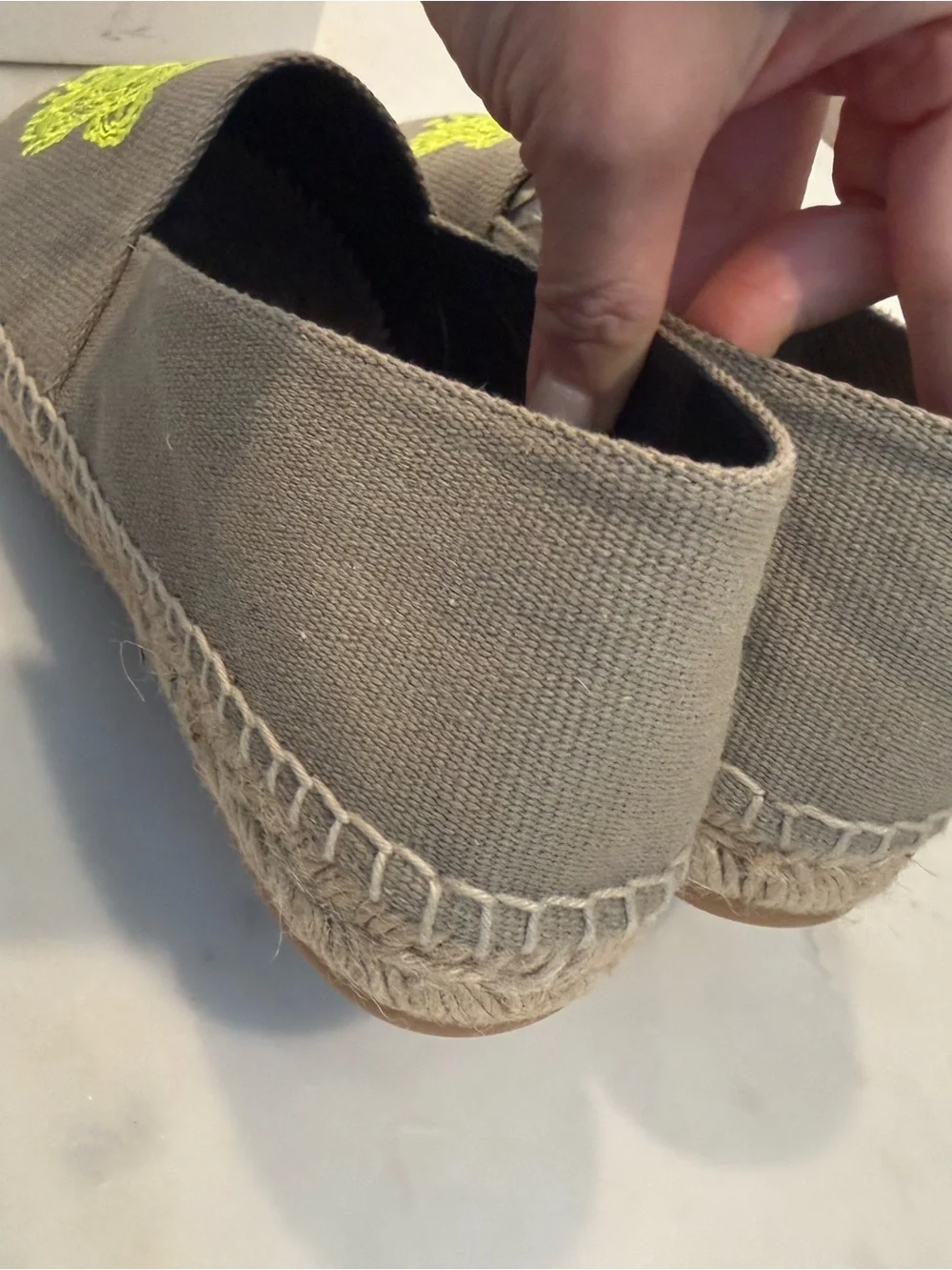 KenzoTaupe Slip-On Espadrilles with Neon Yellow Tiger Embroidery
